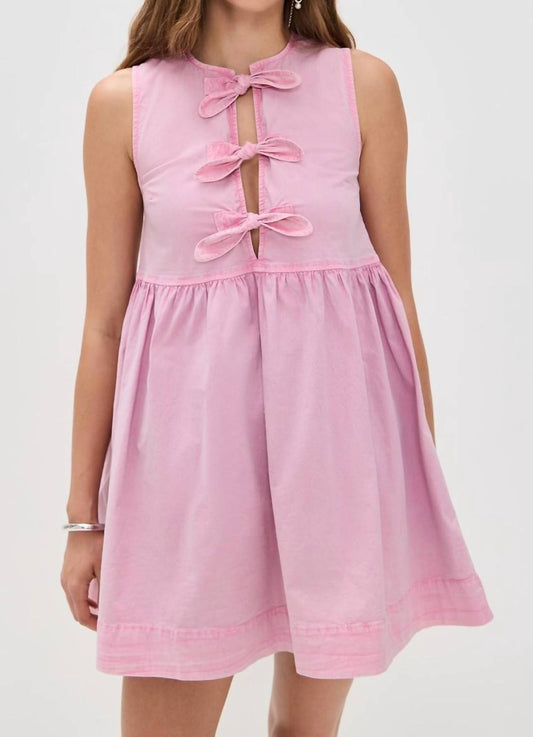 Ganni - Washed Stretch Bow Mini Dress