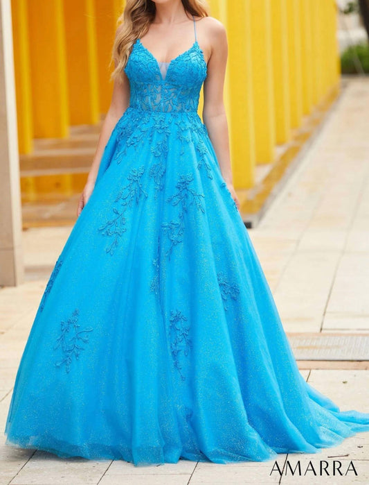 Amarra - Floral Lace Embroidery Ball Gown