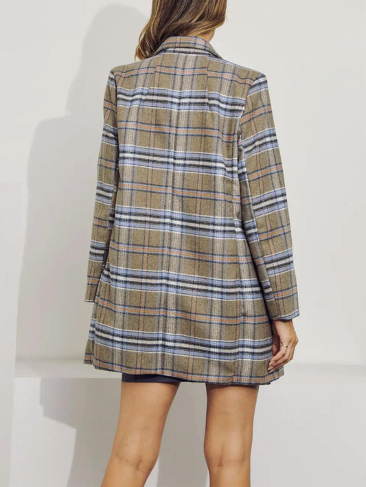 DOUBLE-BREASTED CHECKED COAT