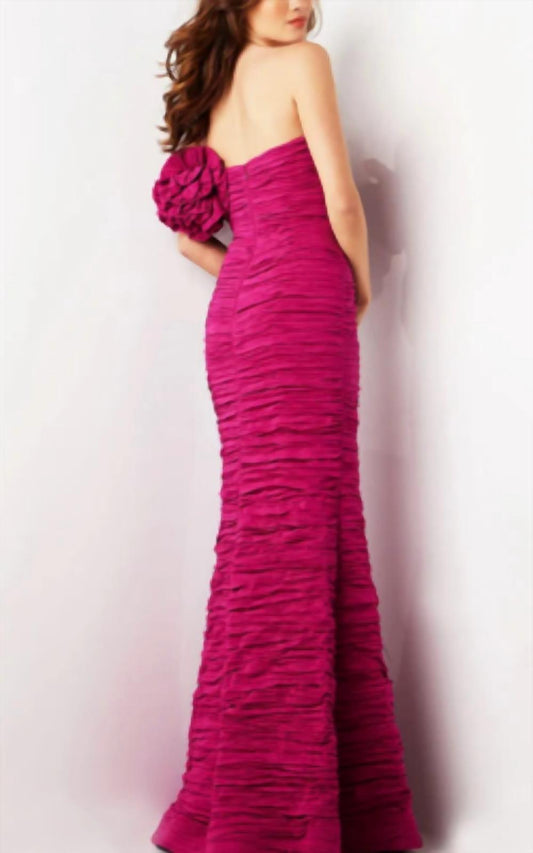 Jovani - Off the Shoulder Crinkle Long Gown