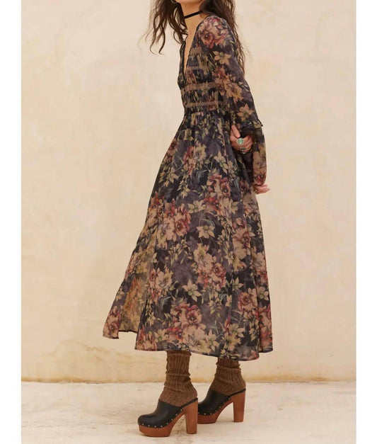 Promesa - Boho Blossoms Floral Bell-sleeve Midi Dress