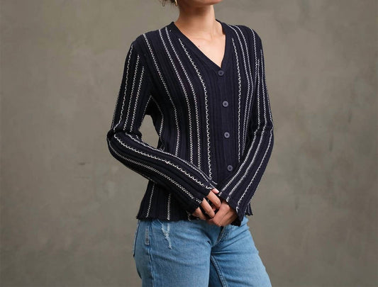 Raisonnel - Slim Wavy Stitch Button Cardigan