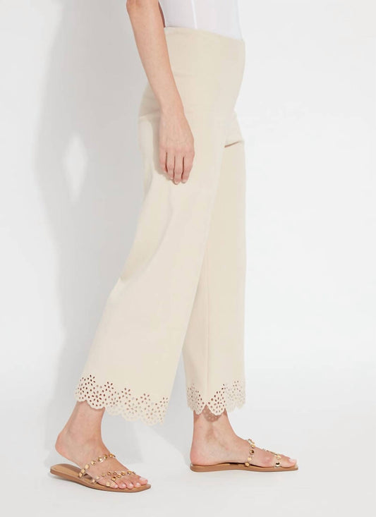 Lysse - Cropped Embroidered Eyelet Wide Leg Pant
