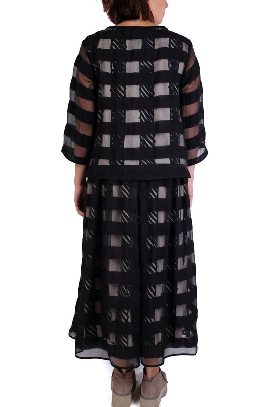 Luukaa - Sheer Overlay Stripe Knit Top