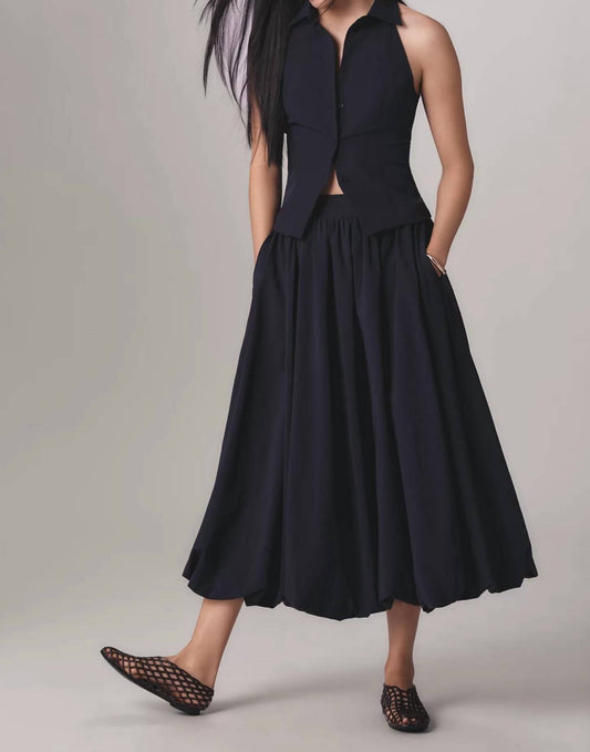 Extro&Vert - Lily A-line Bubble Hem Midi Skirt