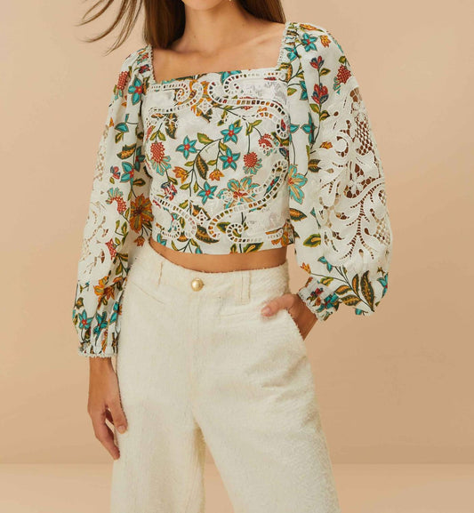 Farm Rio - BOTANICALS LACE BLOUSE