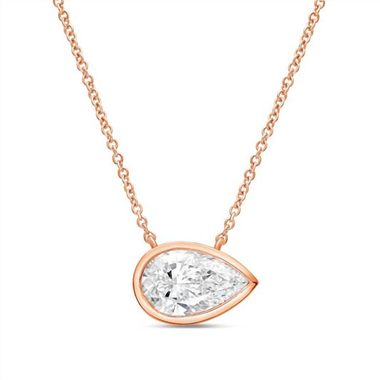 Diana M Jewels - Women's East West Pear Shape Bezel Lab-grown Diamond Pendant Necklace (15.00 Ctw)