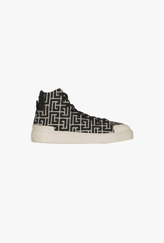 Balmain - Women's B-court Bicolor Monogram Jacquard High-top Sneakers
