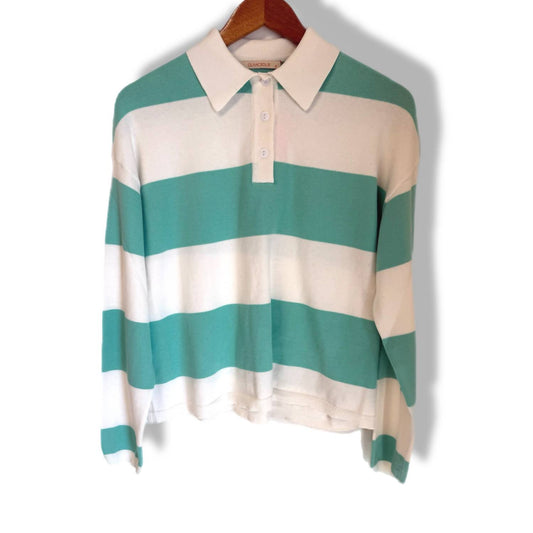 Olivaceous - Women's Stripe Rugby Sweater