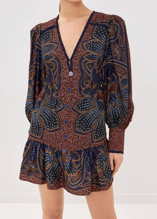 Farm Rio - Long Sleeve Floral Mini Dress