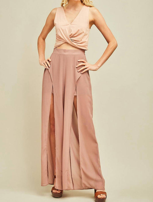Entro - Solid Slit Maxi Pants