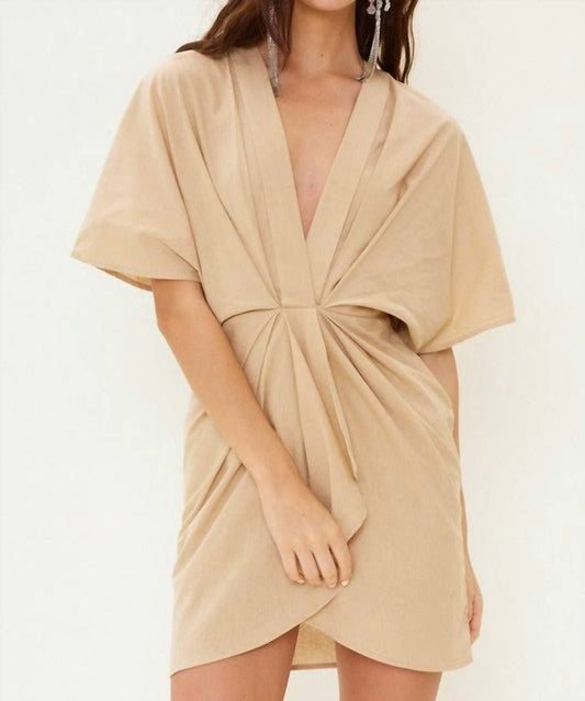 Idem Ditto - Front Knot Detailed Linen Mini Dress