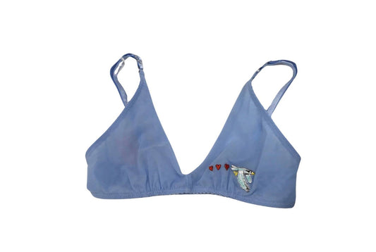 Love & Swans - Women's Birds And Hearts Embroidery Mesh Bralette