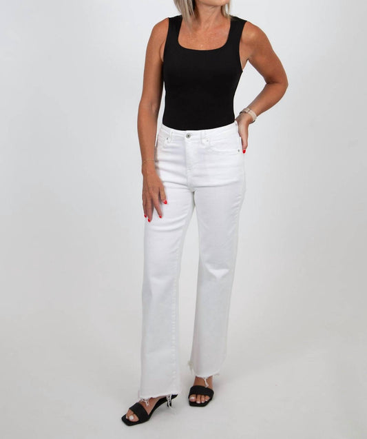 Mica Denim - High Rise Wide Leg With Raw Hem Jeans