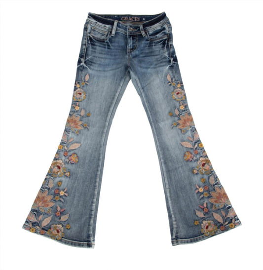 Grace In La - Girls Embroidered Leg Jeans