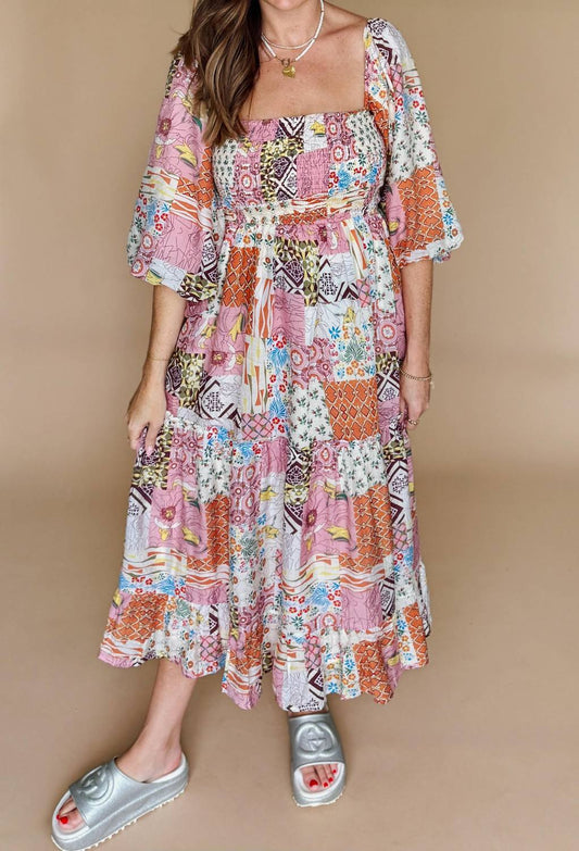 Fate - Afterglow Patchwork Midi Dress