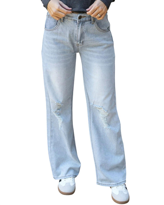 Grace And Lace - Slouchy Soft Wide Leg Distressed Jeans