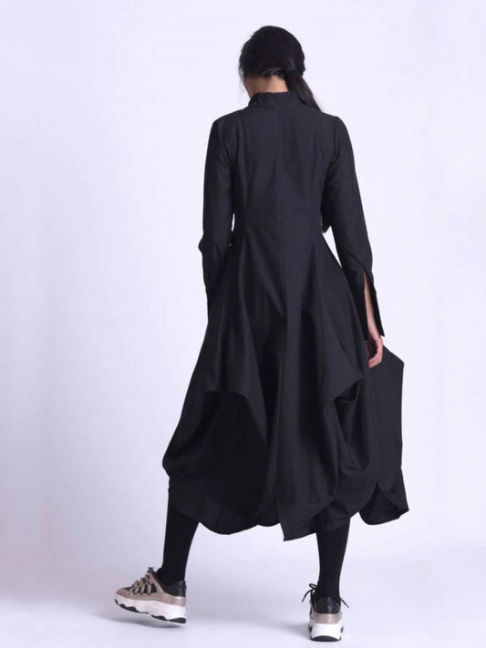 Metamorfosi - Asymmetric Collar Maxi Shirt Dress