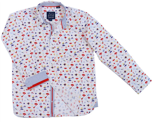 Tuktuk Designs - Boys Origami Sailboats Button Down Shirt