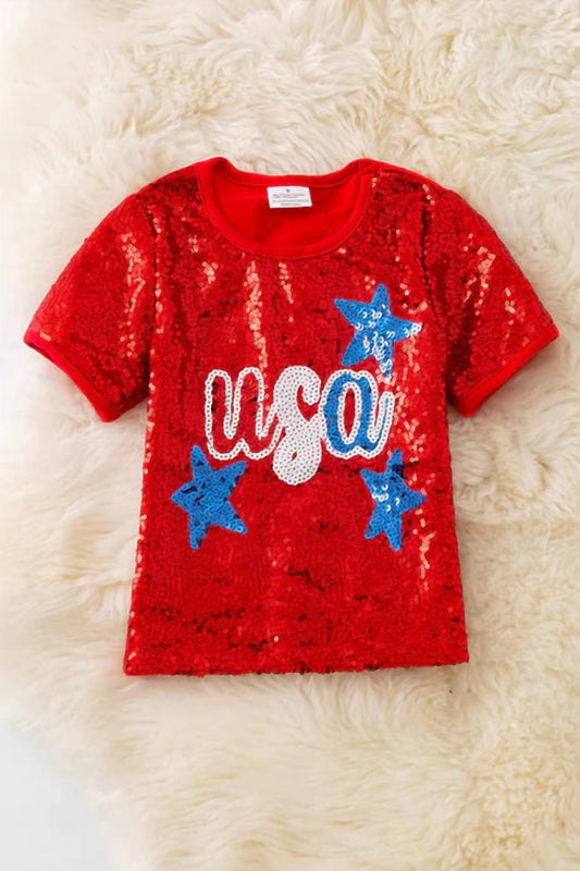 Kidscharm - Kid's Usa Sequin Tee