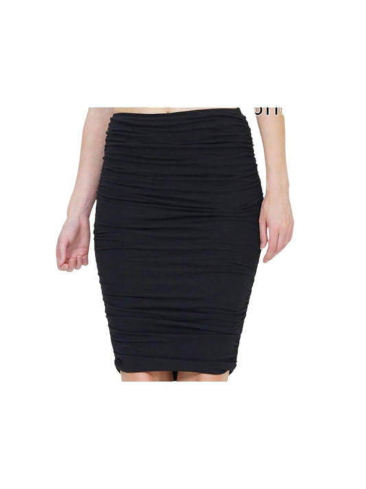 Zenana - Women's Premium Cotton Shirred Pencil Skirt