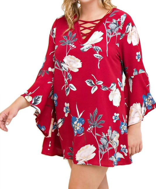 Entro - Floral Bell Sleeve Dress