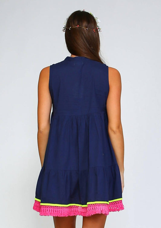 Velzera - Beaded And Fringe Bohemian Mini Dress