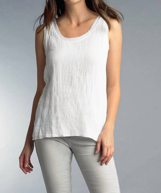 Tempo Paris - Linen Frayed Neckline Tank Top