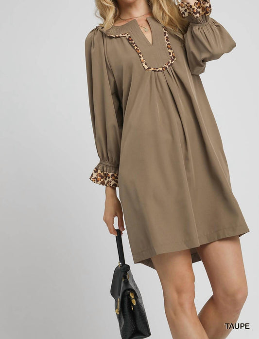 Umgee - Leopard Trim Tunic Dress