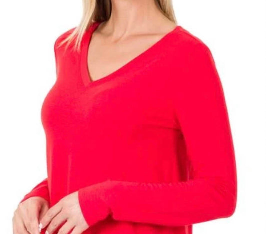 Zenana - Long Sleeve Round Neck Hem Top