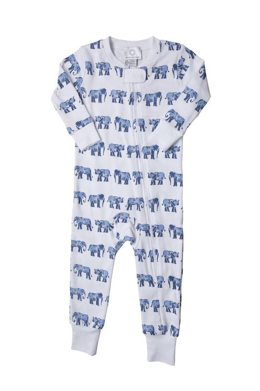 The Proper Peony - Baby's Elephant Zipper Pajama