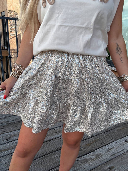 Entro - Sequin Mini Tiered Skirt