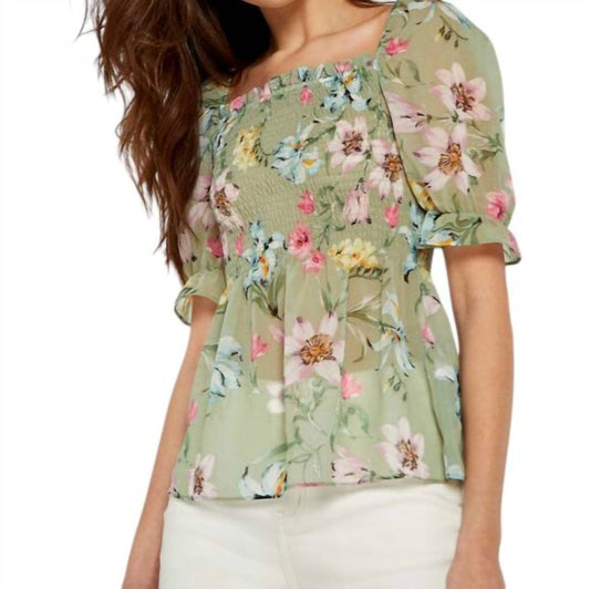 Apricot - Floral Smocked Blouse