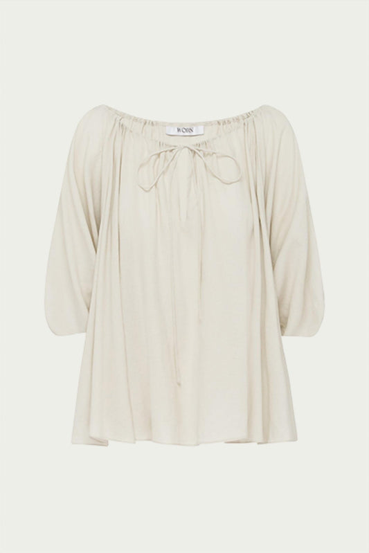EULALIE SILK-COTTON CREPE BLOUSE