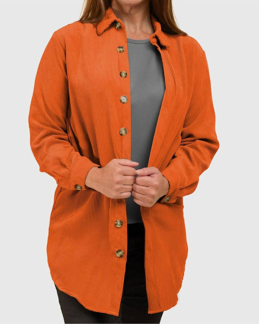 Pine Apparel - Corduroy Button Front Shacket