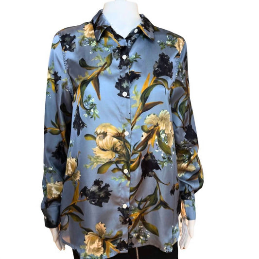 T Tahari - Women's Floral Patterned Long Sleeve Top