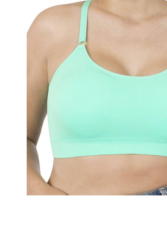 Zenana - Cross Back Padded Seamless Bra With Adjustable Straps