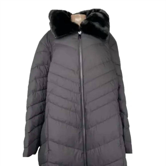 Michael Kors - Women's Faux Fur Trim Hooded Puffer Full Zip Coat