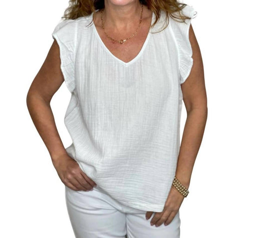 Dylan - Gauze Ruffle V-Neck Top