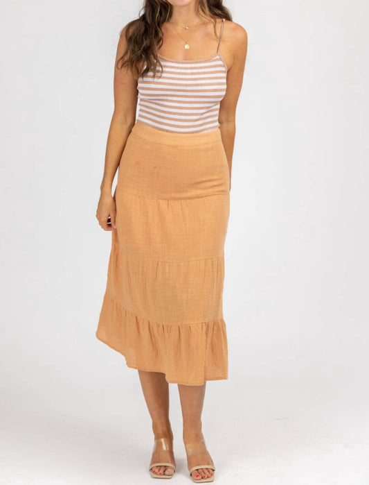 GAUZE TIERED MIDI SKIRT