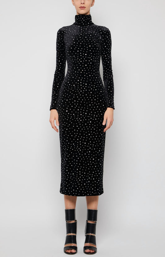 Prabal Gurung - Long Sleeve Crystal Turtleneck Dress