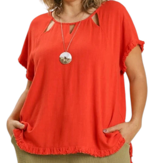 Umgee - Cut Out Round Neckline Top