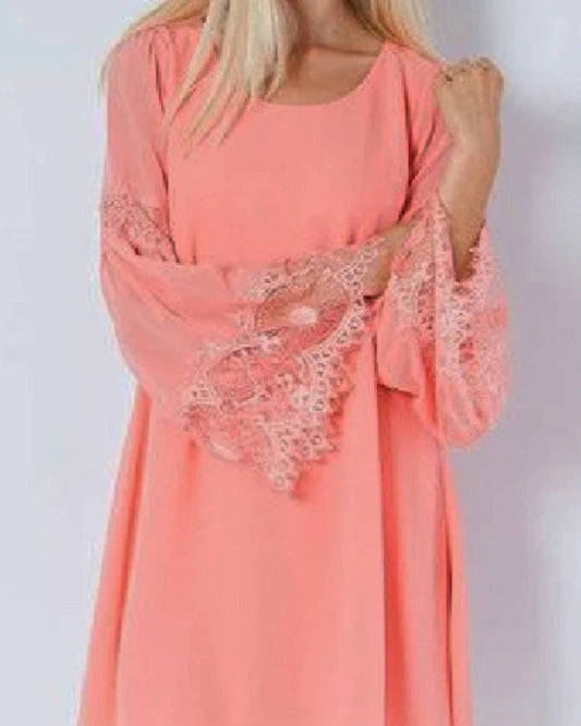 Entro - Chiffon Eyelash Lace Shift Dress