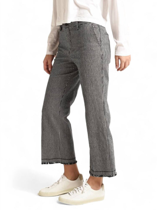 Atm - RAILROAD STRIPE FRAYED HEM PANT