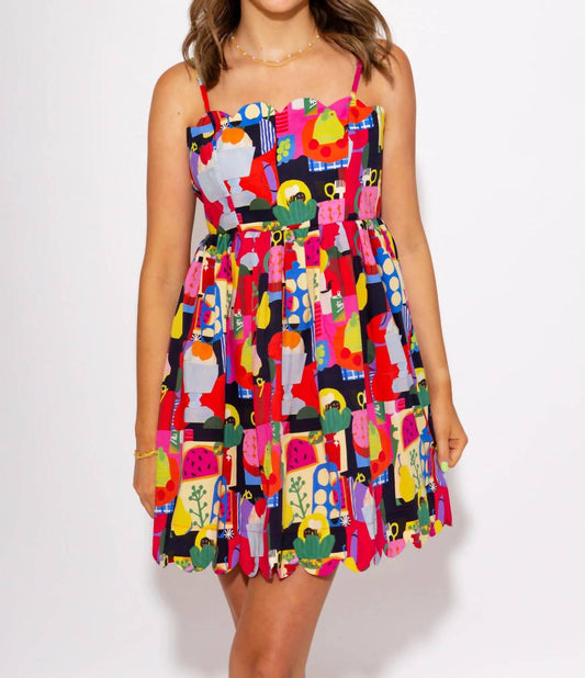 Entro - Color Pop Abstract Scallop Mini Dress