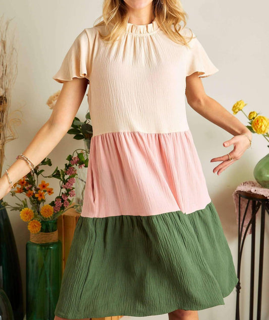 Adora - COLORBLOCK TIERED BABYDOLL DRESS