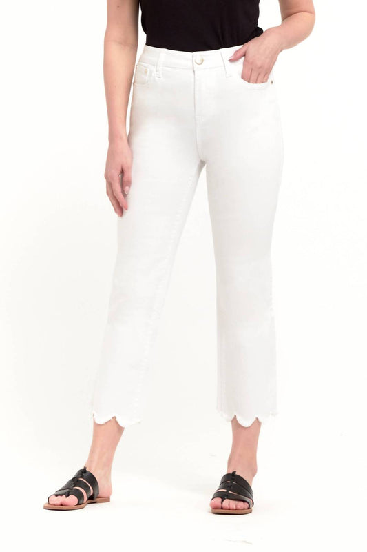 1822 Denim - Scallop High Waisted Crop Straight Leg Jean