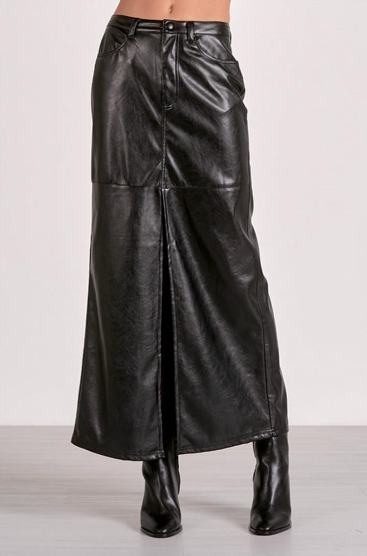 Elan - Women's Faux Leather Maxi Skirt