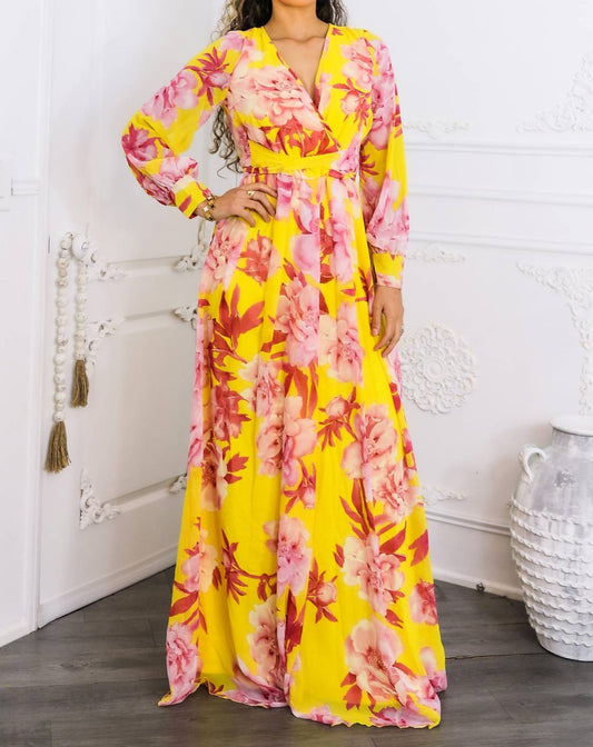 Surelymine - Sunset Bloom Maxi Dres Floral Wrap Dress