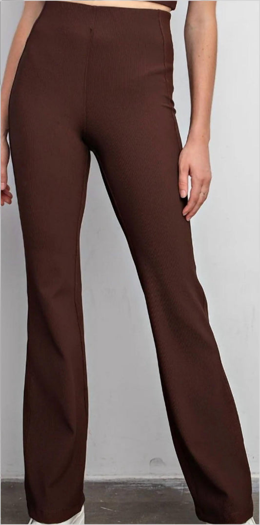 Rae Mode - Nylon Rib Brown Pintuck Pants